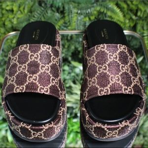 Gucci platform slide sandal, Size 39, brown